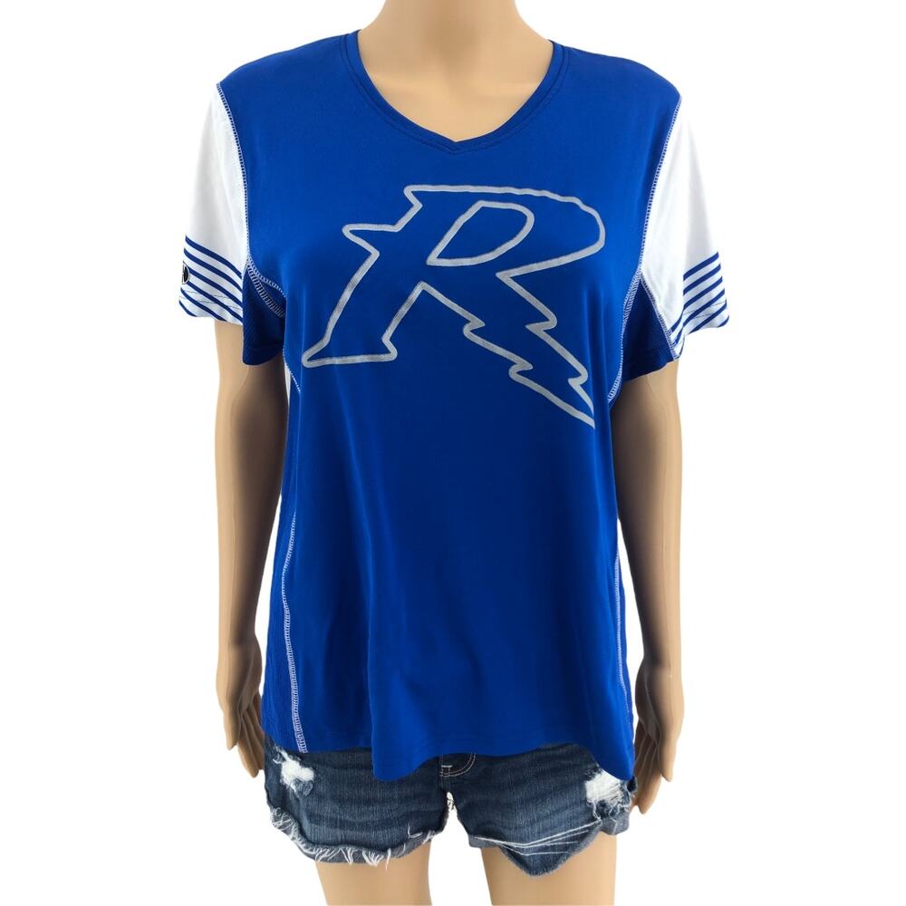Halloway XL Women’s Blue R We Have No Desire to Ever Give Up Jersey Tee Shirt